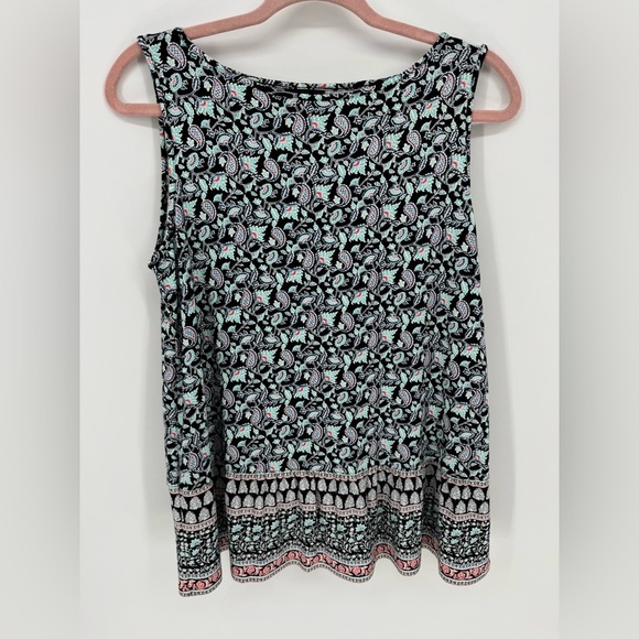 J Jill Wearever Collection Black Floral Paisley Tank Top - Picture 1 of 11